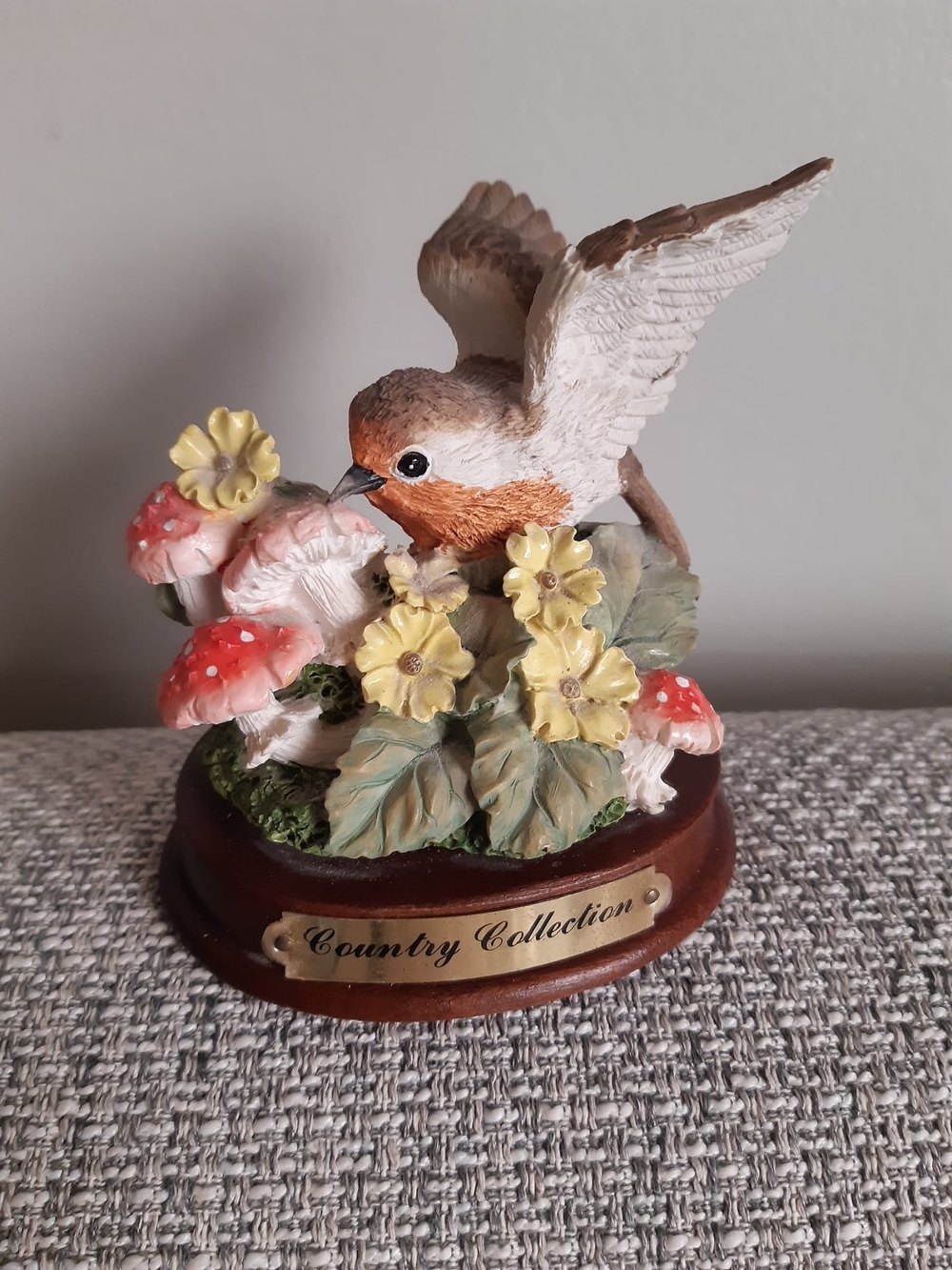Collectable The Leonardo Collection Ceramic Bird with Flowers and Mushrooms